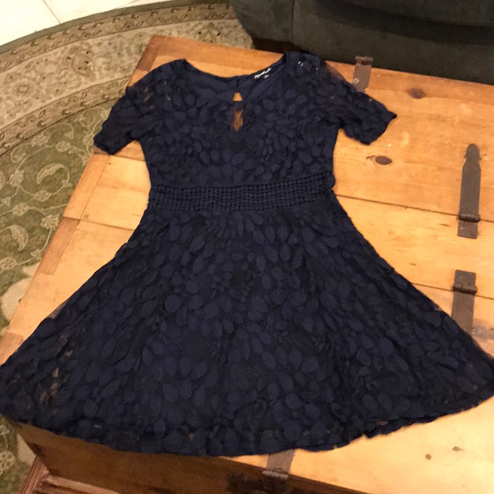 Navy lace dress.